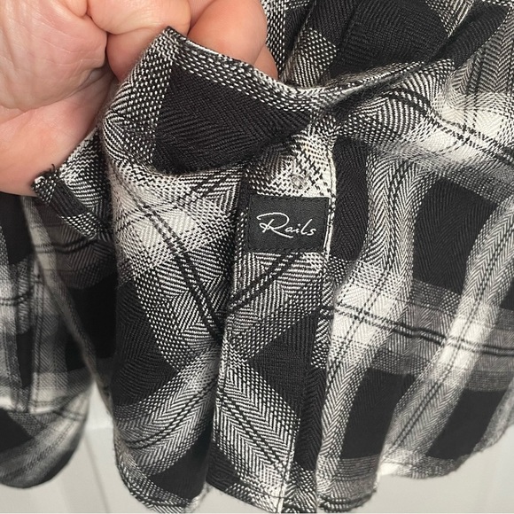 Rails Hunter Midnight Snow Plaid Flannel Button Down Academia Preppy Comfy M - Picture 10 of 14